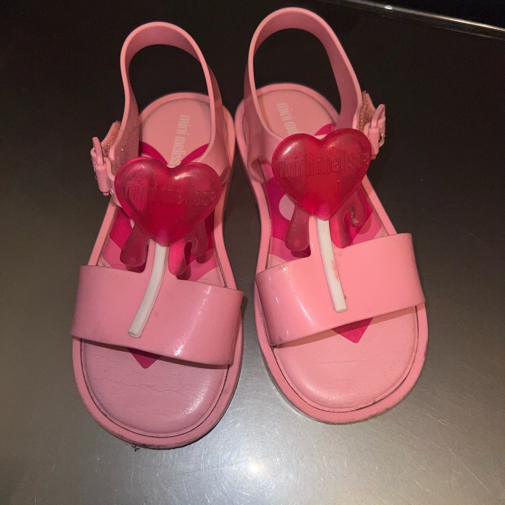 Mini Melissa Pink Heart Kids Sandals